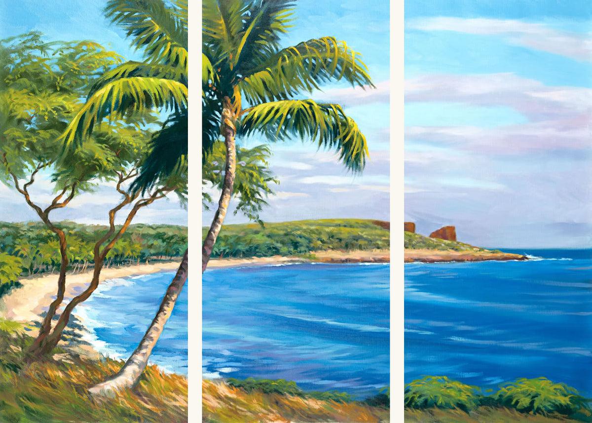 Hulopo&#39;e Shoreline Triptych - Three 20&quot;x45&quot; panels