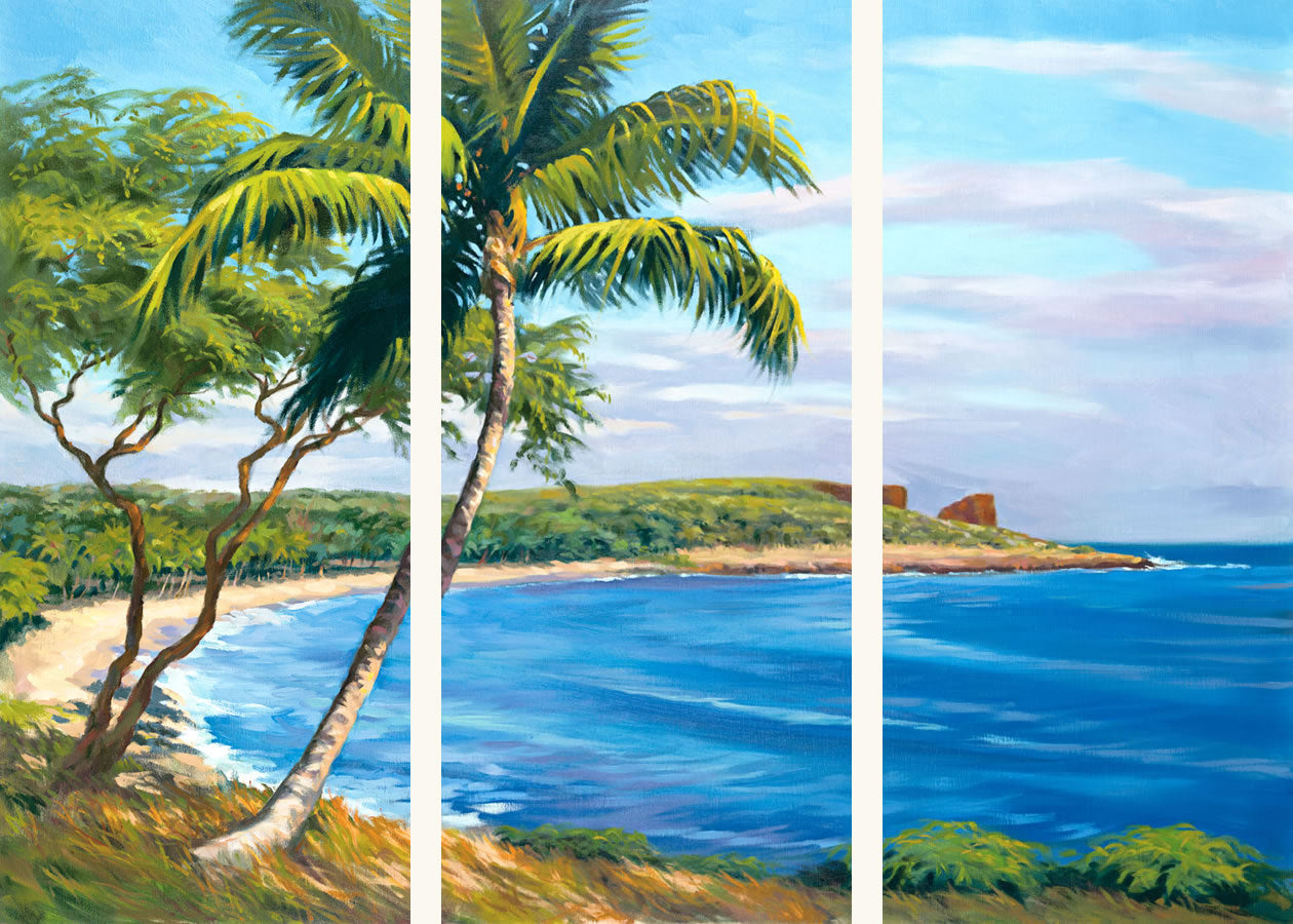 Hulopo'e Shoreline Triptych - Three 20"x45" panels