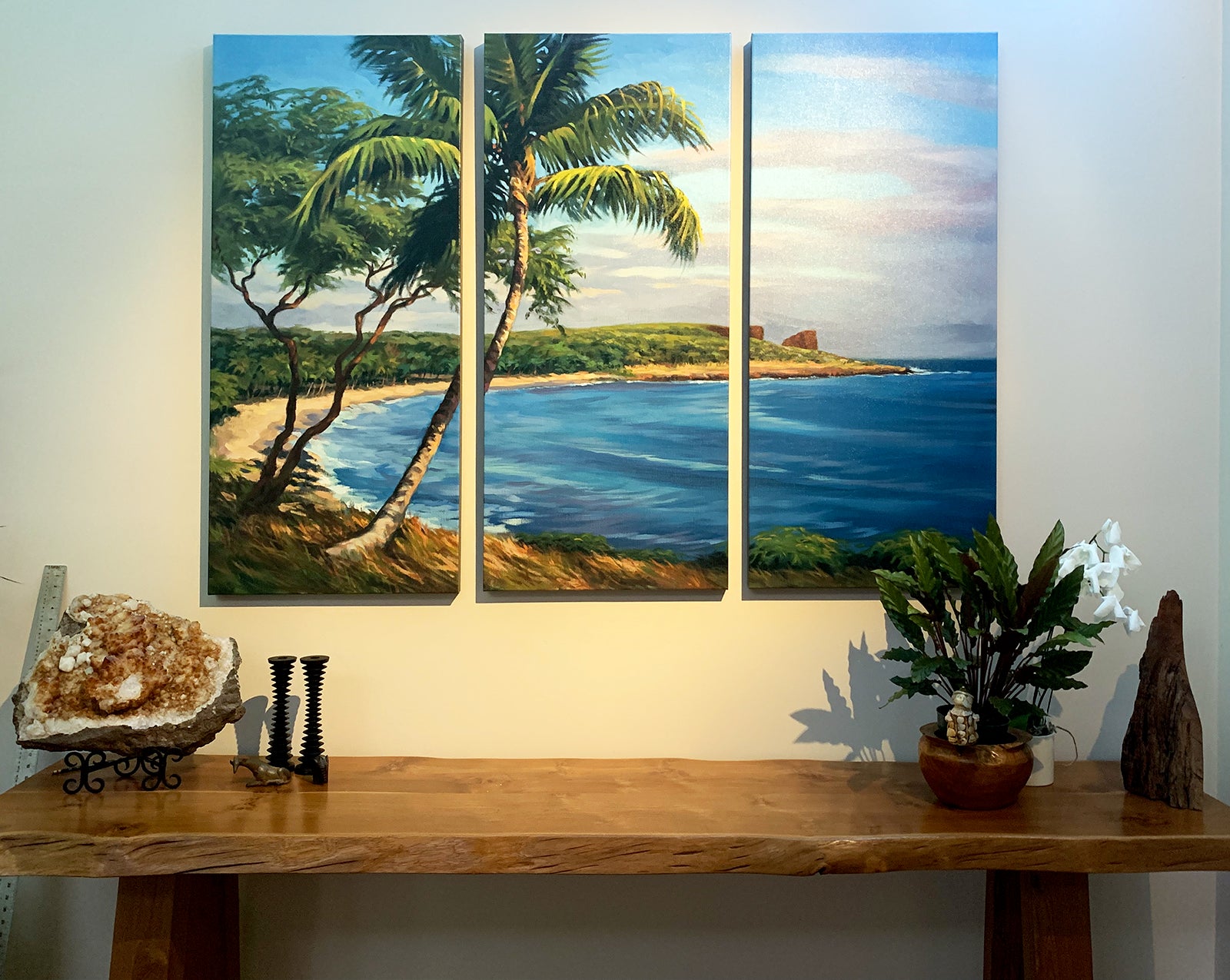 Hulopo'e Shoreline Triptych (Custom) - Three 23"x52" panels